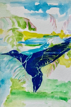 Hummingbird in Palms